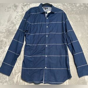 Banana Republic Non-Iron Tailored Slim Fit Shirt Men’s XLT Tall Blue Stripe